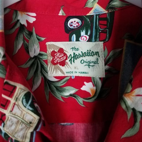 Hilo Hattie Men's XL Shirt Hawaiian Hawaii Floral Cars Button Up Vacation Travel - Picture 10 of 11